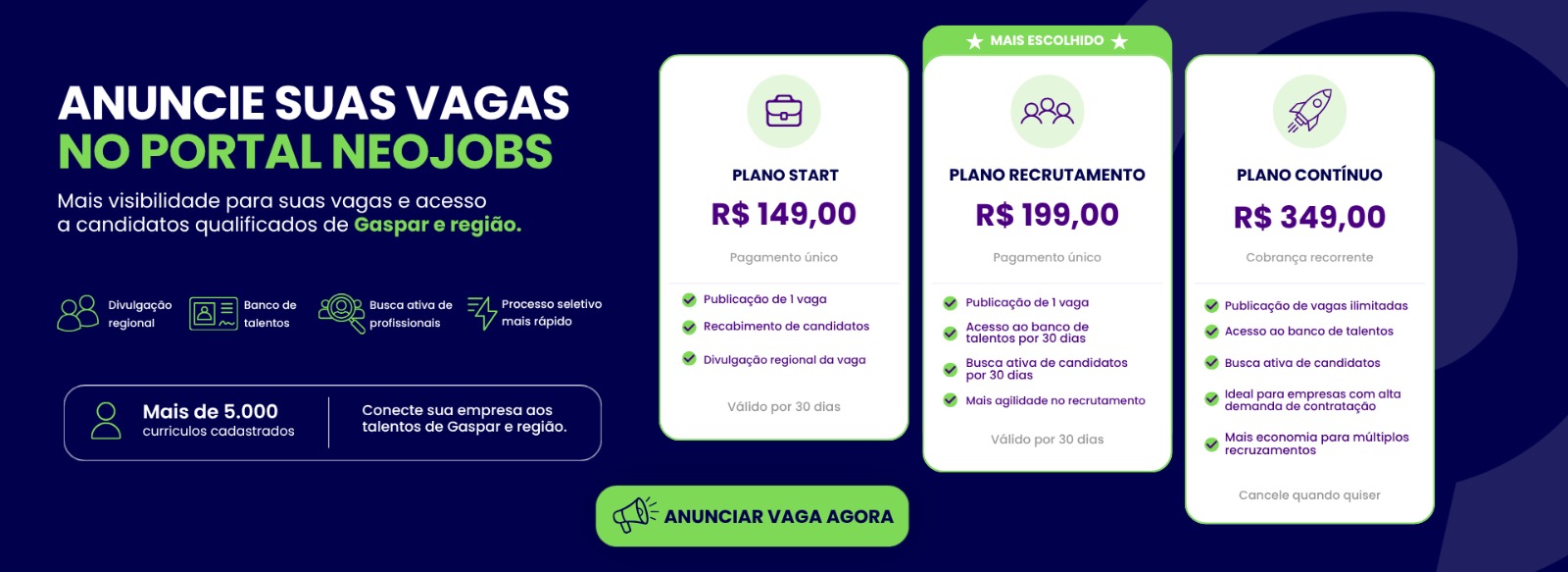 Anuncie suas vagas no Portal Neojobs